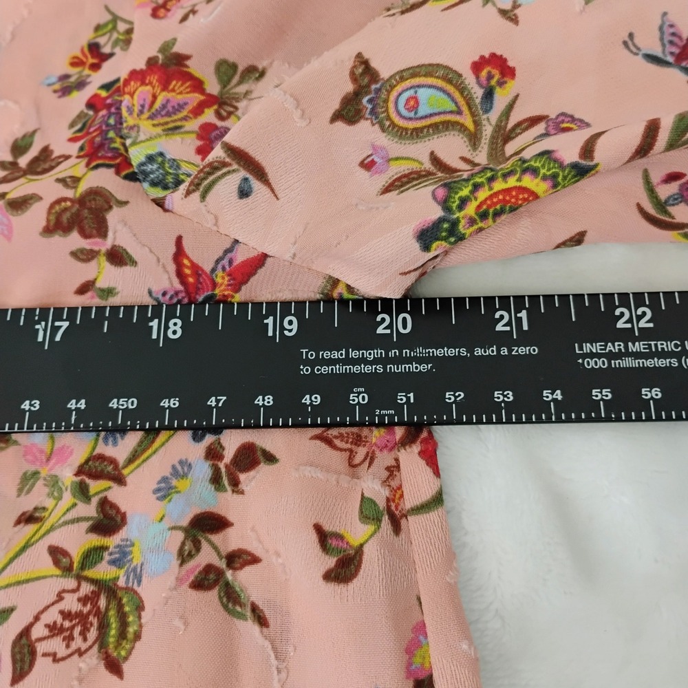 Loft Pink Floral Paisley Long Sleeve Blouse Top Pink Size Medium Lightweight Q - Picture 4 of 7